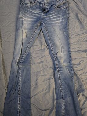 Ariya Light Blue Flared Jeans with Faded Detail